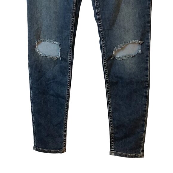 Free People Distressed Skinny Denim Mid Rise Jeans Womens Size 28 Blue - Picture 5 of 10